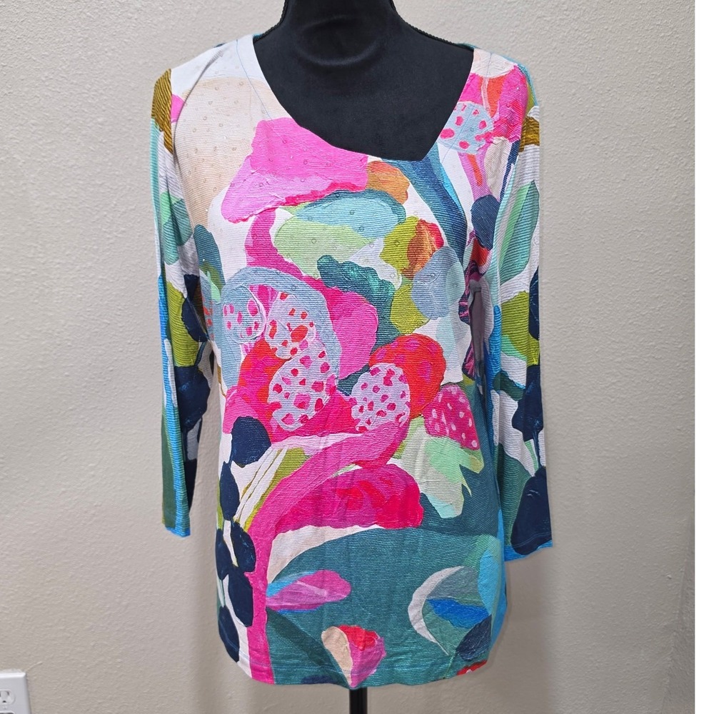 Simply Art by Dolcezza Rumba Irene Guerriero Abstract Floral Top NWT L